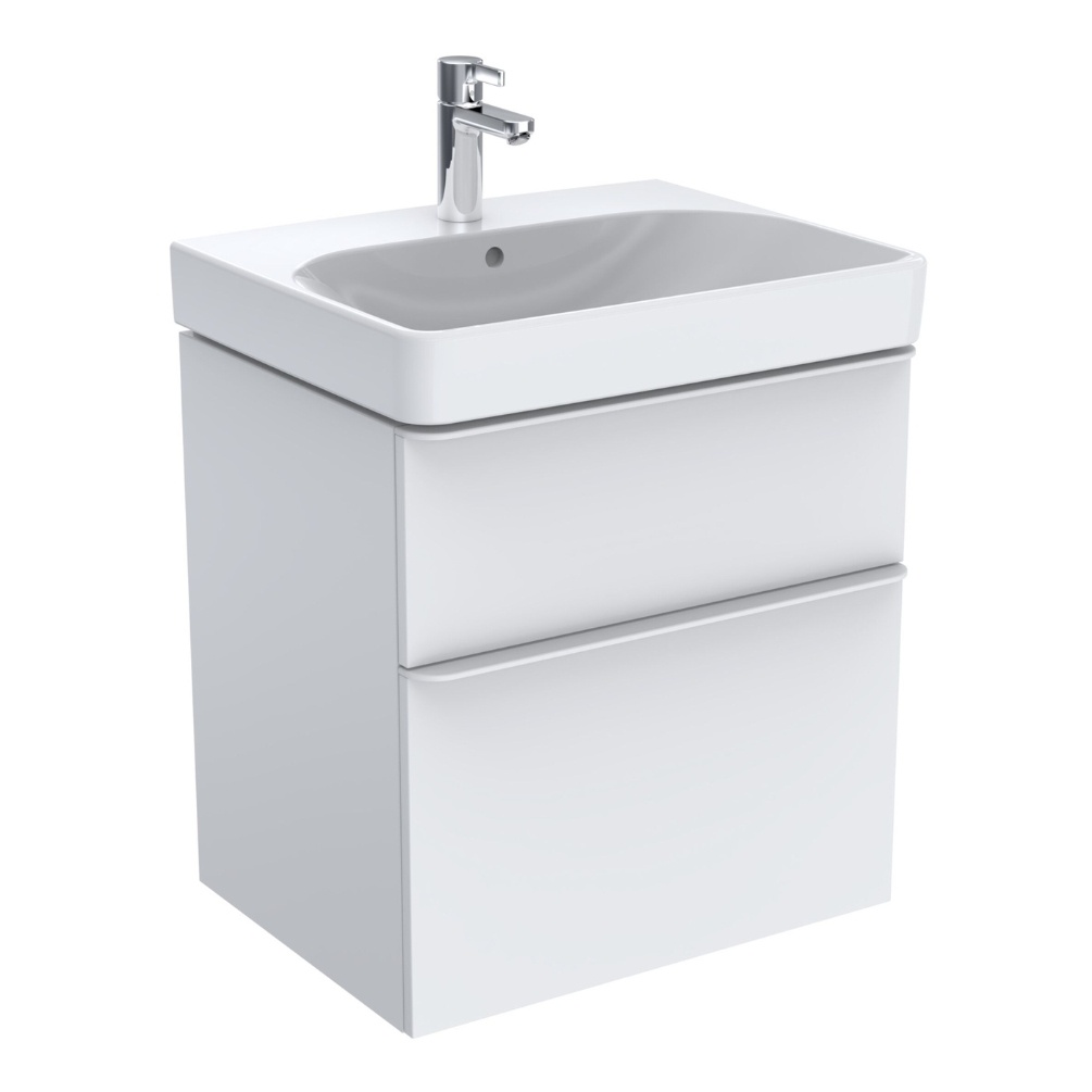Product Cut out image of the Geberit Smyle Square 600mm White Vanity Unit & Washbasin